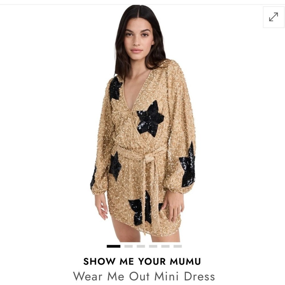 Show Me Your Mumu Small Gold Wear‎ Me Out Dress Star Sequins Swiftie Starlight